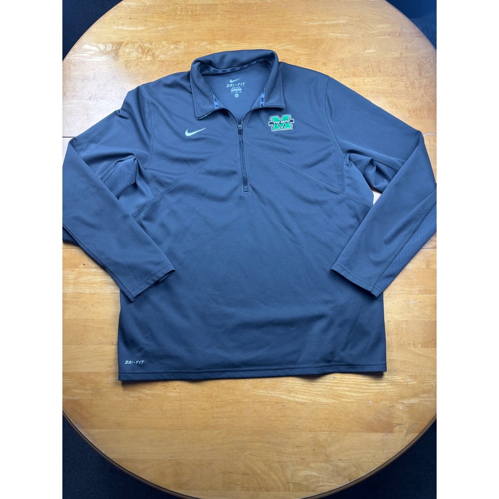 Nike Dri-FIT Marshall University The Herd Quarter Zip Pullover Gray Mens XL